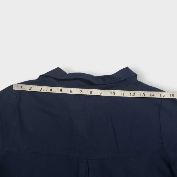 Terzo Millennio Navy Blue Linen Cotton Tunic Dress Made in Italy Medium Pockets - Picture 9 of 10
